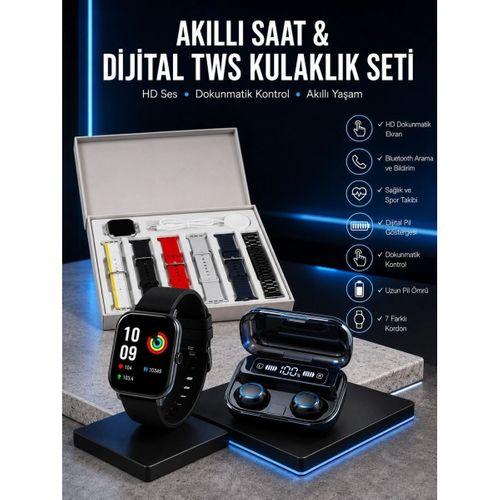 Yeni Model Akıllı Saat Ve Kulaklık Kampanyası Nabızz Ölçer Bluetooth Bağlantılı Uzun Pil Ömrü