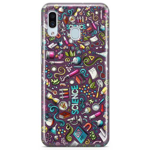 Samsung Galaxy A20 Kılıf Bilim İçin Doodle Arka Kapak Koruma Desenli Full Koruyucu