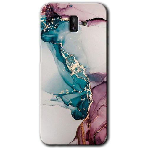 MRCİLETİSİM Samsung Galaxy J6 Plus Kılıf Baskılı Kapak - Liquid Mermer + 5D Tam Kaplayan Cam