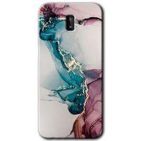 MRCİLETİSİM Samsung Galaxy J6 Plus Kılıf Baskılı Kapak - Liquid Mermer + 5D Tam Kaplayan Cam