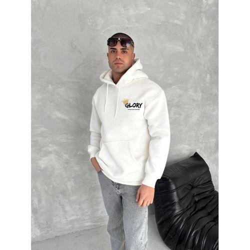 Kışlık Üç İplik Kapşonlu SweatShirt - Beyaz