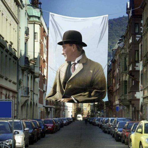 Sivil Gazi Mustafa Kemal Atatürk Poster Cephe Bayrağı -4x6 Metre