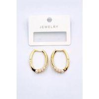 İncili Taşlı Halka Küpe - Altın