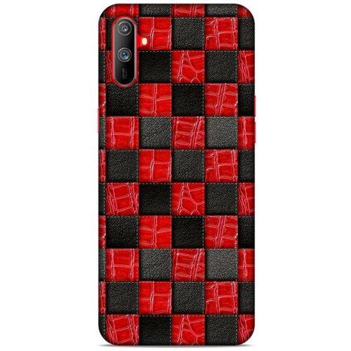 Oppo Realme C3 Kılıf Patchwork (47) Crystal Flex Kılıf Siyah Kırmızı