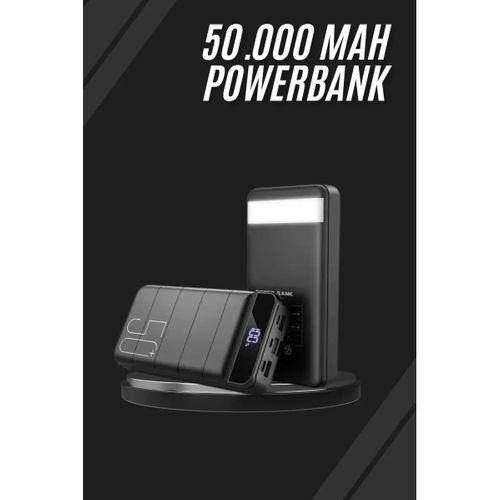 Taşınabilir Powerbank 50.000 Mah 4 Girişli Hızlı Şarj Led Göstergeli Fenerli Şarj