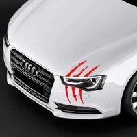 Monster Canavar Pençe İzi Uzun Far Sticker - Araba Etiket, Çıkartma - Aksesuar -modifiye -arma Kırmızı