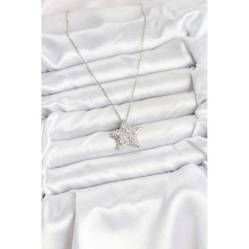 316L Çelik Zincir Gümüş Renk Yıldız Model Kadın Kolye