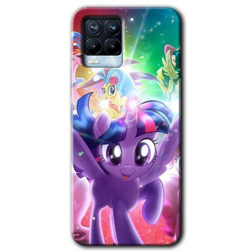 MRCİLETİSİM Realme 8 Kılıf Baskılı Kapak - Pony + 5D Tam Kaplayan Cam