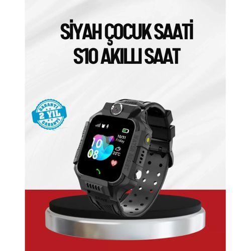 S10 Akıllı Çocuk Saati Siyah Model Çift Yönlü Konuşma Ve Sos