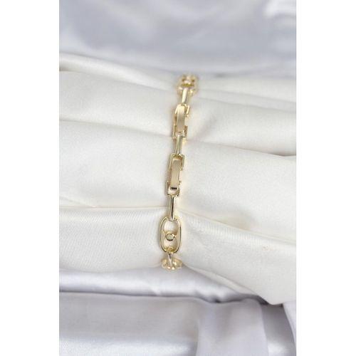 Pirinç Gold Renk Zirkon Taşlı Kadın Bileklik