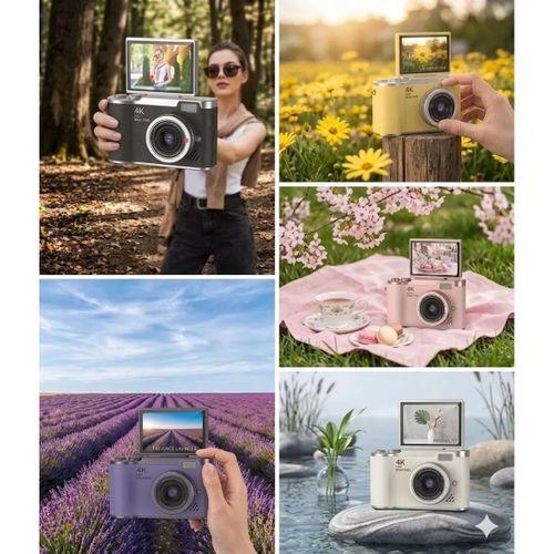 4k Dijital Retro Video Kamera 48mp 18x Zoom Flaşlı (32gb) Kart Dijital Vlog Fotoğraf Makinesi Türkçe