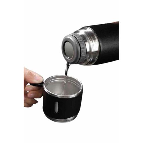 Termos Seti 3'lü Bardak Seti Isı Dayanıklı Siyah Paslanmaz Çelik Vakumlu