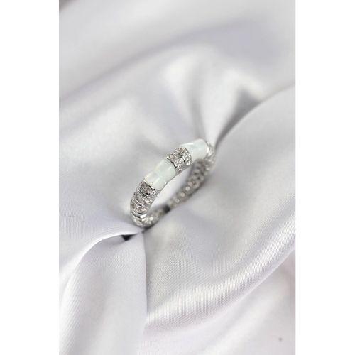 Zirkon Taşlı Kemik Model Gümüş Renk Kadın Yüzük