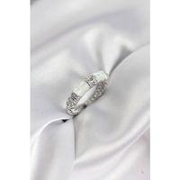 Zirkon Taşlı Kemik Model Gümüş Renk Kadın Yüzük