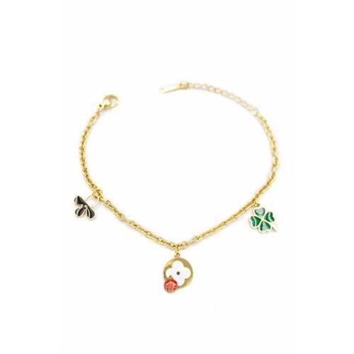 Zincirli VC Yonca Bileklik - Altın