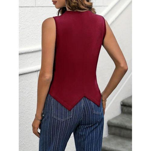 Kadın V Yaka önden Düğmeli Ithal Krep Yelek