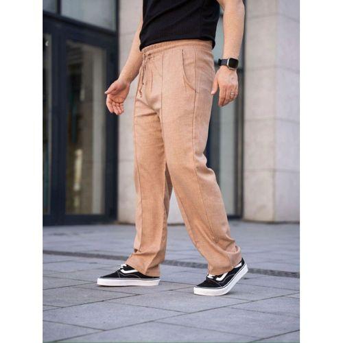 Erkek Keten Cepli Çıma Dikişli Jogger Buggy Pantalon Rahat Kalıp - Kahverengi