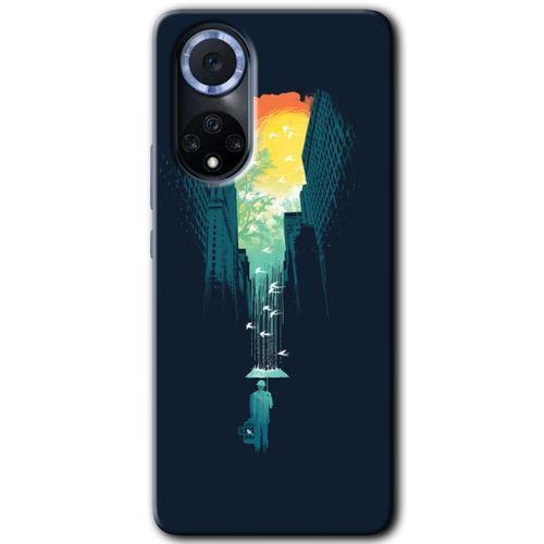 Huawei Nova 9 Kılıf HD Desen Baskılı Arka Kapak+Temperli Cam - City Bird Sky