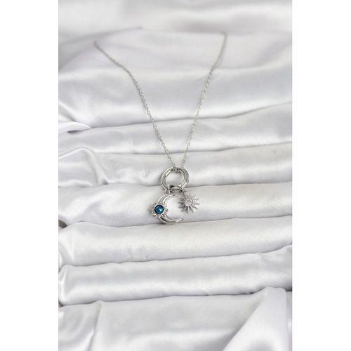 316L Çelik Gümüş Renk Gece Gündüz Tema Charmlı Kadın Kolye