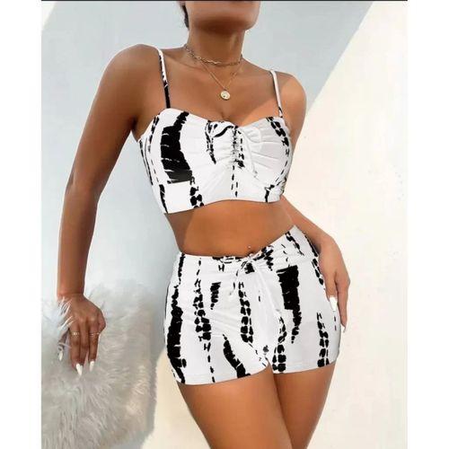 Pilelistore Kadın Büzgü Detay Askılı Crop Mini Tayt Ikili Takım