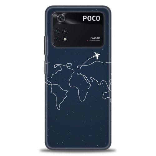 Xiaomi Poco M4 Pro 4G Kılıf HD Baskılı Kılıf - Uçak ve Dünya + Tam Ekran Koruyucu