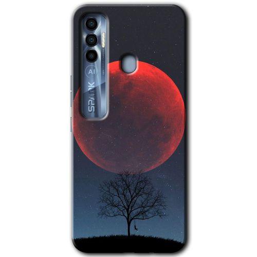 Tecno Spark 7 Pro Kılıf HD Desen Baskılı Arka Kapak+Temperli Cam - Kanlı Ay
