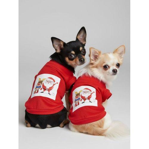 Noel Baba Ve Rudolph Köpek Tişörtü