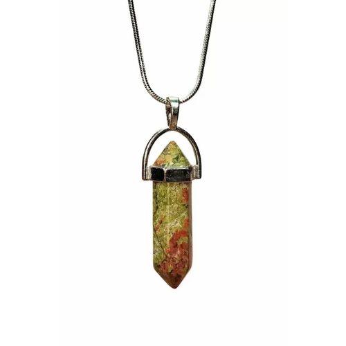 Unakit Doğal Taşı Zincirli El Yapımı Kolye Uç: 3 cm Zincir: 20 cm Kutulu