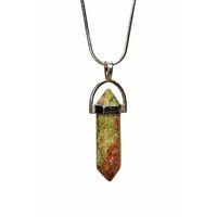 Unakit Doğal Taşı Zincirli El Yapımı Kolye Uç: 3 cm Zincir: 20 cm Kutulu