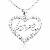 Gümüş Taşlı Love Bayan Kolye