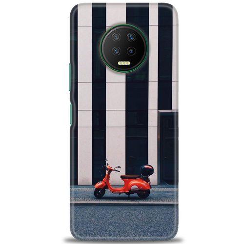 Infinix Note 7 Kılıf HD Baskılı Kılıf - Kırmızı Motor + Tam Ekran Koruyucu