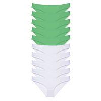 10 Adet Eko Set Likralı Kadın Slip Külot Yeşil Beyaz