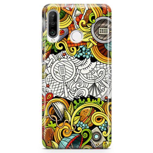 Huawei Nova 4e Kılıf Piknik Doodle Arka Kapak Koruma Desenli Full Koruyucu