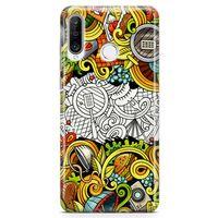 Huawei Nova 4e Kılıf Piknik Doodle Arka Kapak Koruma Desenli Full Koruyucu