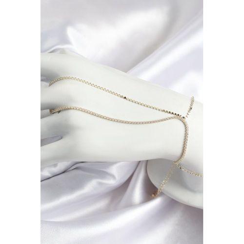 Pirinç Zirkon Taşlı Ezme Zincir Model Gold Renk Kadın Şahmeran