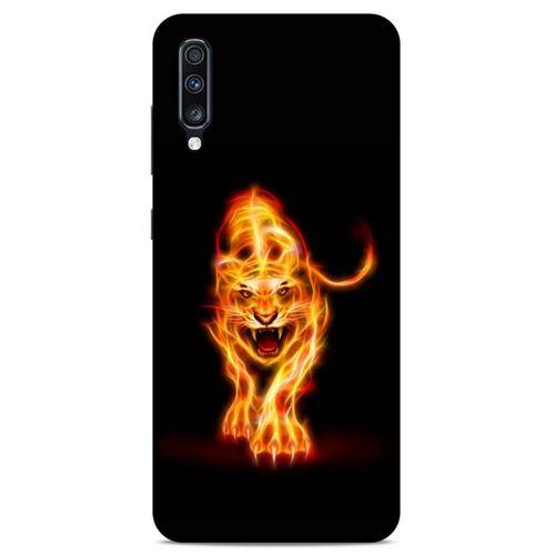 Lopard Samsung Galaxy A70s Uyumlu Kılıf FireX (27) Tasarımlı Kılıf Ateşten Kaplan