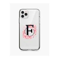 iPhone 11 Pro Max Pembe Çiçek Desen F Harfli Şeffaf Kılıf