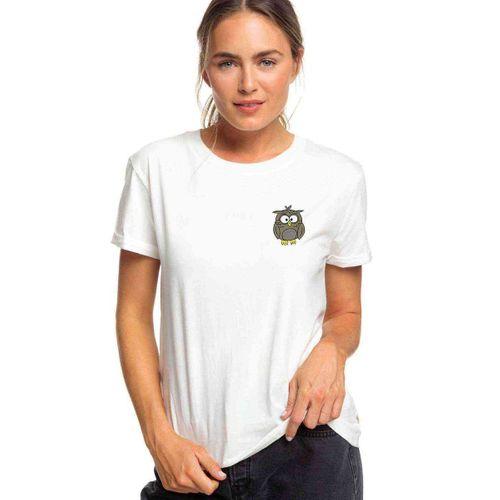 Owl Baykuş Göğüs Baskılı Beyaz Kadın Tshirt