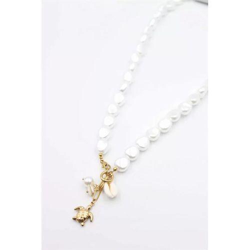 İnci Charm Kolye - Beyaz