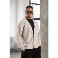Potter Dokulu Selanik Kumaş Oversize Basic 3 Düğmeli Erkek Hırka - Mineral Gri