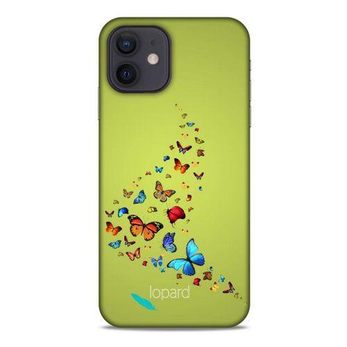 Apple iPhone 12 Kılıf Kelebek Etkisi (48) Bumper Kılıf Pembe Yeşil