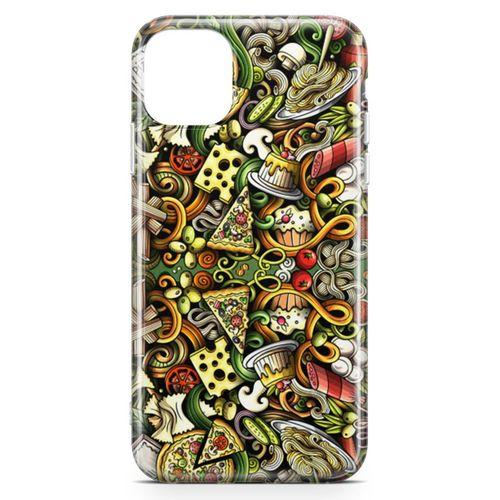 Apple iPhone 11 Kılıf İtalyan Yemekleri Doodle Arka Kapak Koruma Desenli Full Koruyucu