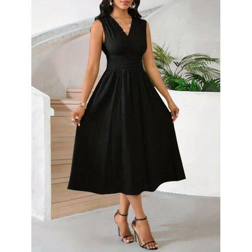 Kadın Askılı Kruvaze V Yakalı Beli Lastiklimidi Bürümcük Elbise