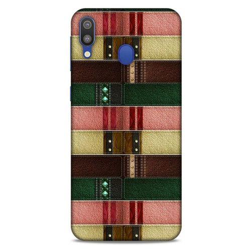 Samsung Galaxy M20 Kılıf Patchwork (41) Tank Kılıf Koyu Yeşil Pembe