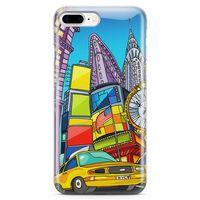 Apple iPhone 8 Plus Kılıf Nyc Taxi Manthattan Arka Kapak Koruma Desenli Full Koruyucu