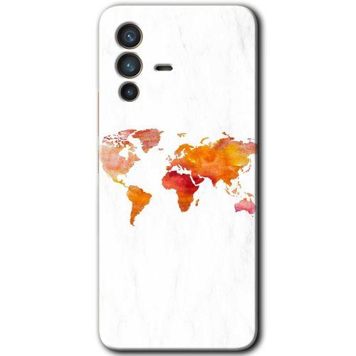 Potkal Hediye Fabrikası Vivo V23 5G Kılıf HD Desen Baskılı Arka Kapak - Dünya Haritası