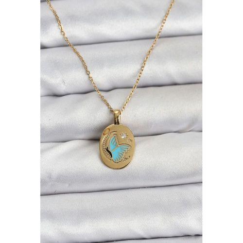 316L Çelik Zincir Gold Renk Kelebek Figür Kadın Kolye