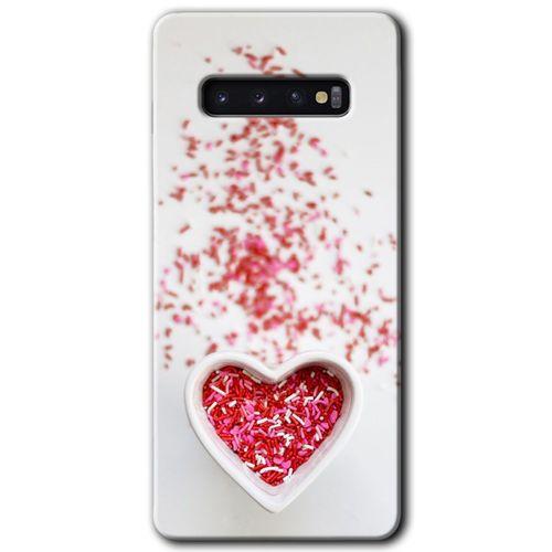 Samsung Galaxy S10 HD Baskılı Kılıf + 9D Tam Ekran Koruyucu - Kalpli Şekerleme
