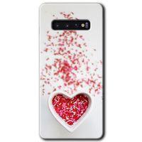Samsung Galaxy S10 HD Baskılı Kılıf + 9D Tam Ekran Koruyucu - Kalpli Şekerleme