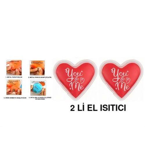 2 Adet Kalpli Mesajlı Cep Sobası,El Isıtıcı,Sıcak Su Torbası Pvc  9Cm